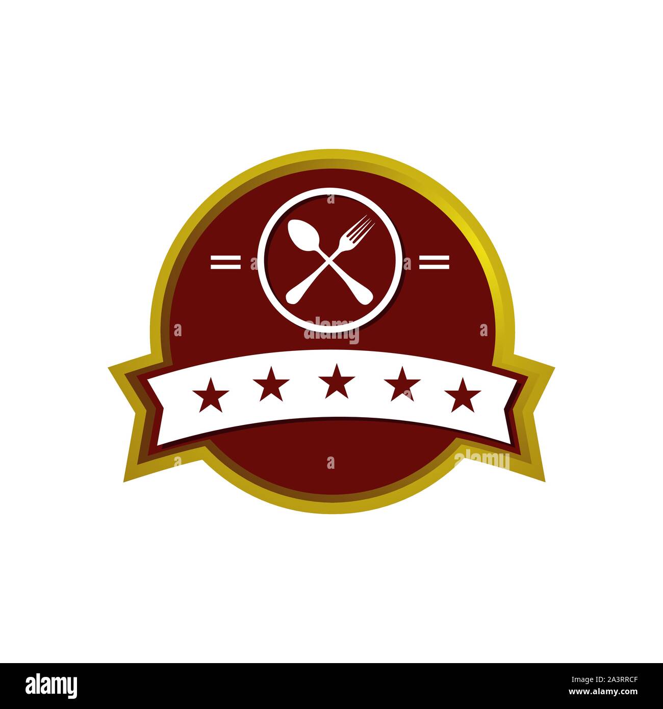 Cuillère et fourchette populaire restaurant 5 étoiles premium symbol Vector illustration logo emblème Illustration de Vecteur