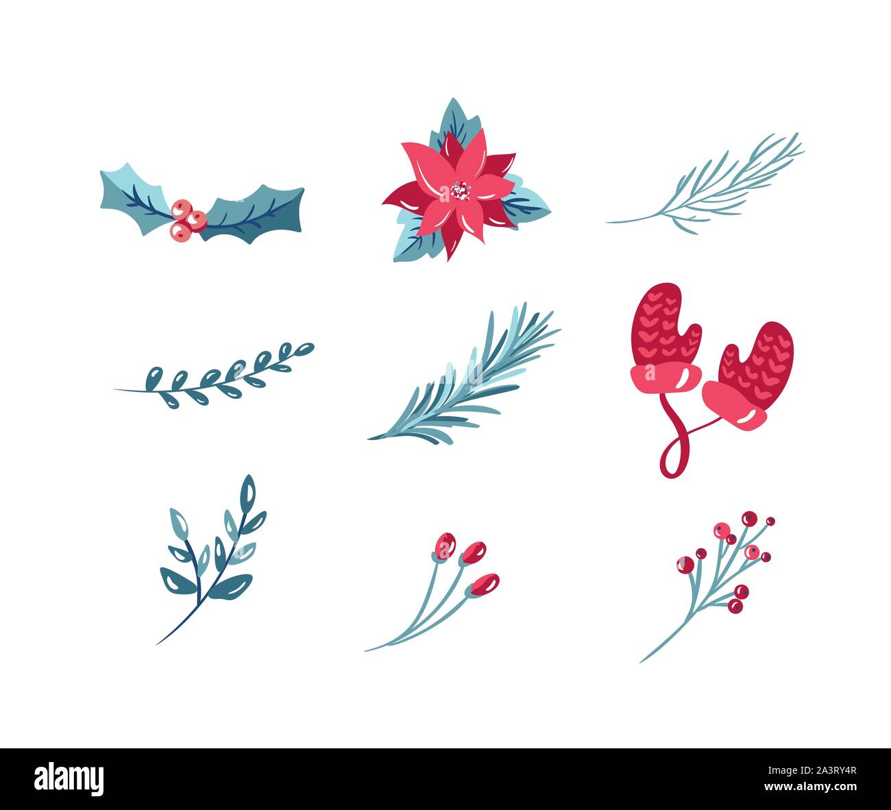 Décoration de Noël icons set avec bow gui snowflake. Des éléments ...