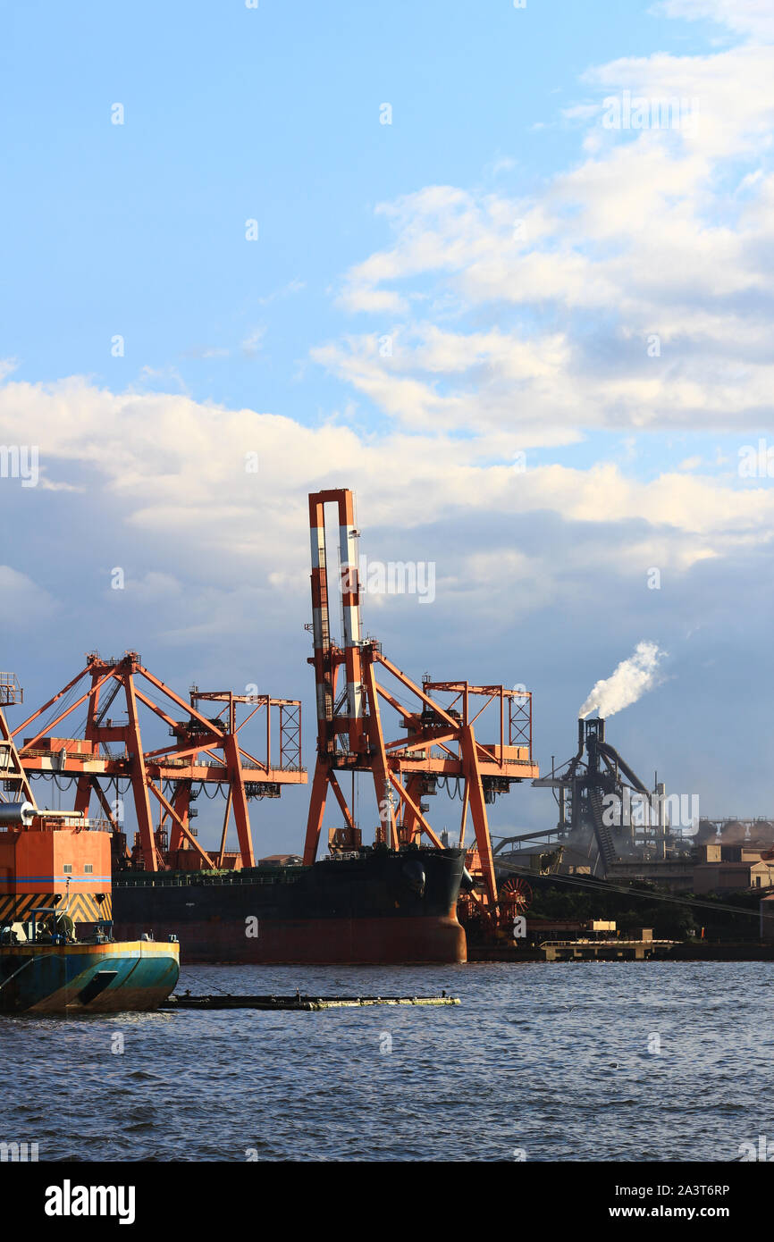 Paysages de la coastal zone industrielle de la ville de Kawasaki, Kanagawa Prefecture, Japan Banque D'Images