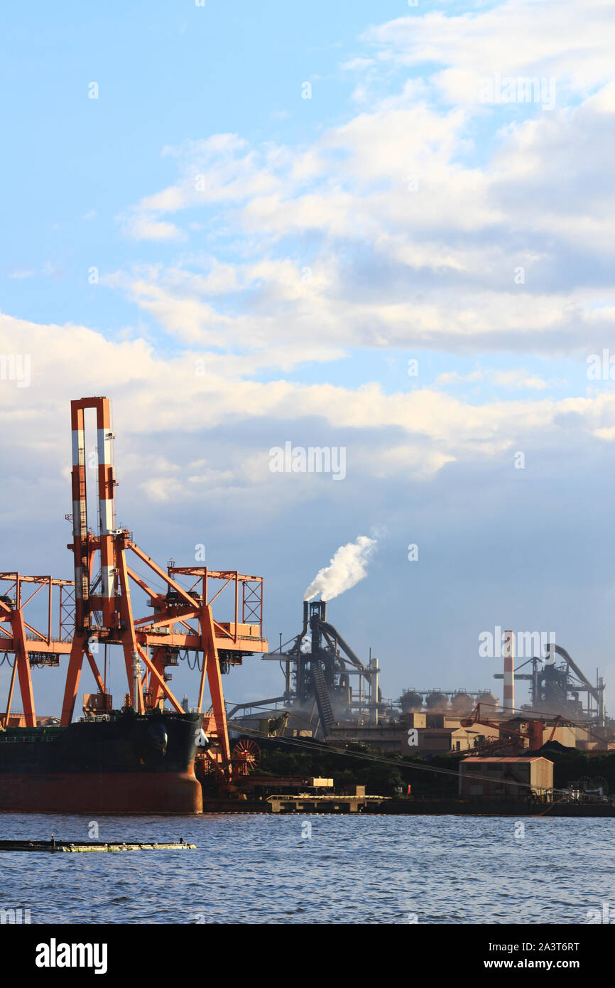 Paysages de la coastal zone industrielle de la ville de Kawasaki, Kanagawa Prefecture, Japan Banque D'Images