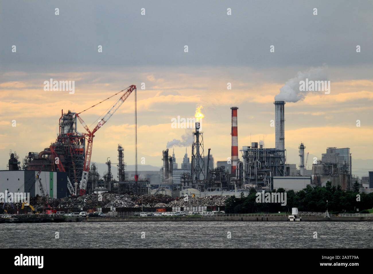 Paysages de la coastal zone industrielle de la ville de Kawasaki, Kanagawa Prefecture, Japan Banque D'Images