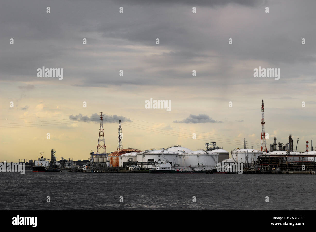 Paysages de la coastal zone industrielle de la ville de Kawasaki, Kanagawa Prefecture, Japan Banque D'Images