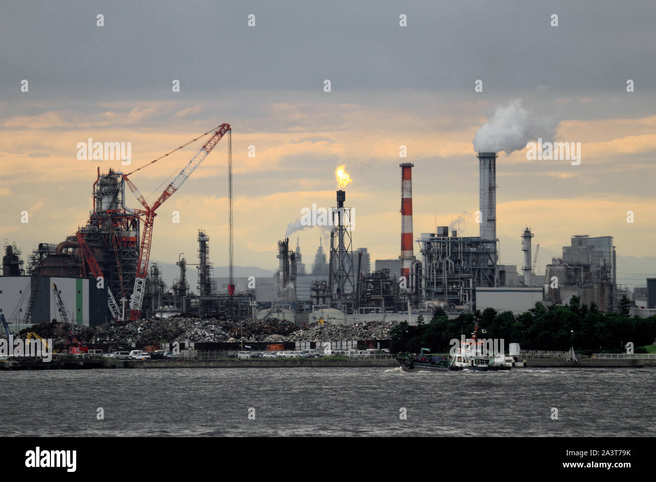 Paysages de la coastal zone industrielle de la ville de Kawasaki, Kanagawa Prefecture, Japan Banque D'Images