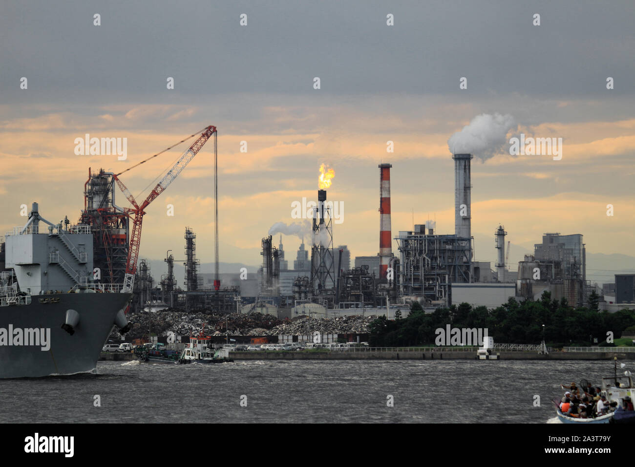 Paysages de la coastal zone industrielle de la ville de Kawasaki, Kanagawa Prefecture, Japan Banque D'Images
