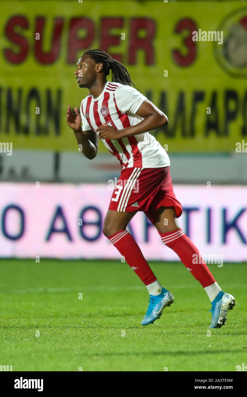 Thessalonique, Grèce - Οct 6, 2019 : Le joueur de l'Olympiacos Ruben Semedo en action lors d'un match de football entre la Grèce Superleague ARIS et l'Olympiacos p Banque D'Images