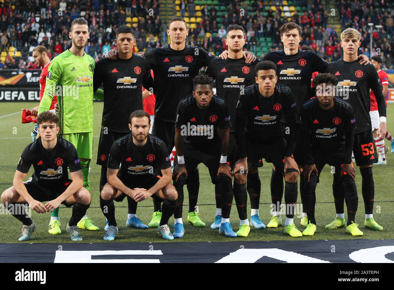 La Haye, Pays-Bas - 3 octobre 2019 : Manchester United squad photographié au cours de la 2019-2020 UEFA Europa League Group L match. Banque D'Images