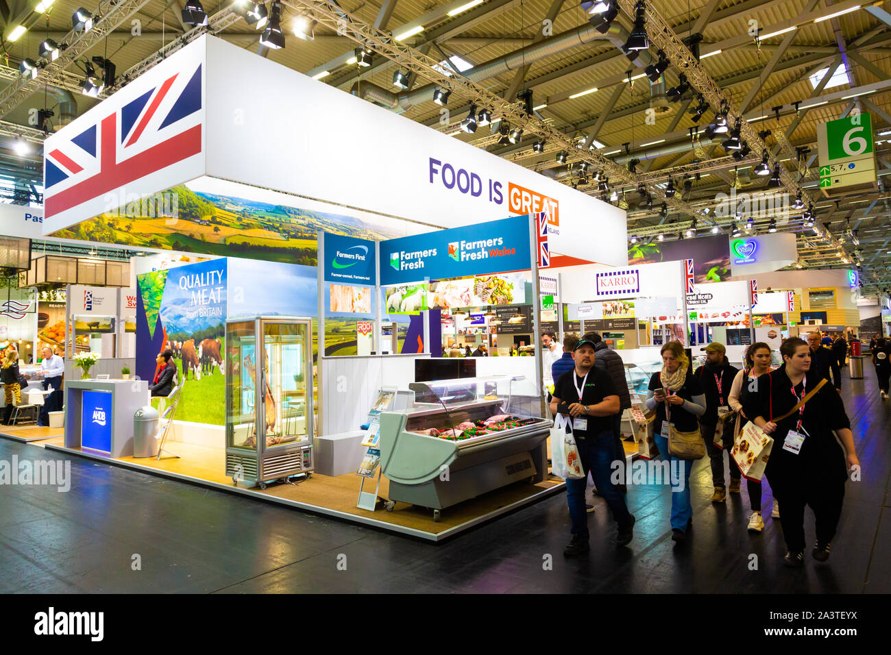 Stand de producteurs de viande britannique à Anuga, Cologne, Allemagne, 09.10.2019. Banque D'Images