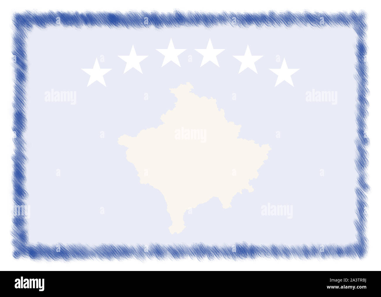 A la frontière avec le Kosovo drapeau national. Coup de pinceau. Les éléments de modèle pour votre certificat et diplôme. Orientation horizontale. Banque D'Images