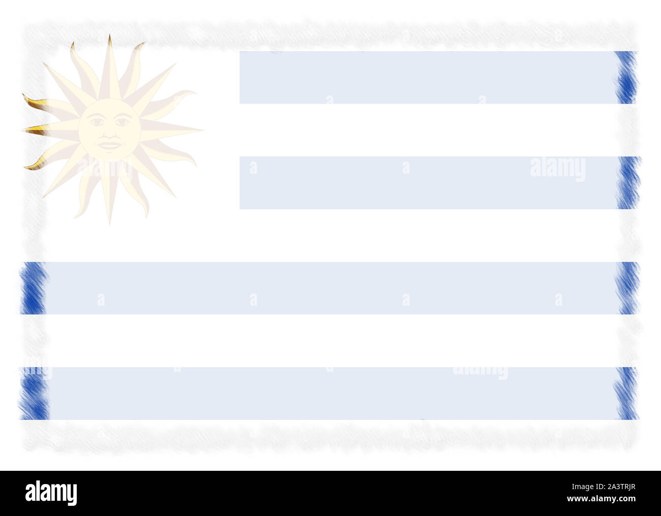 A la frontière avec l'Uruguay drapeau national. Coup de pinceau. Les éléments de modèle pour votre certificat et diplôme. Orientation horizontale. Banque D'Images