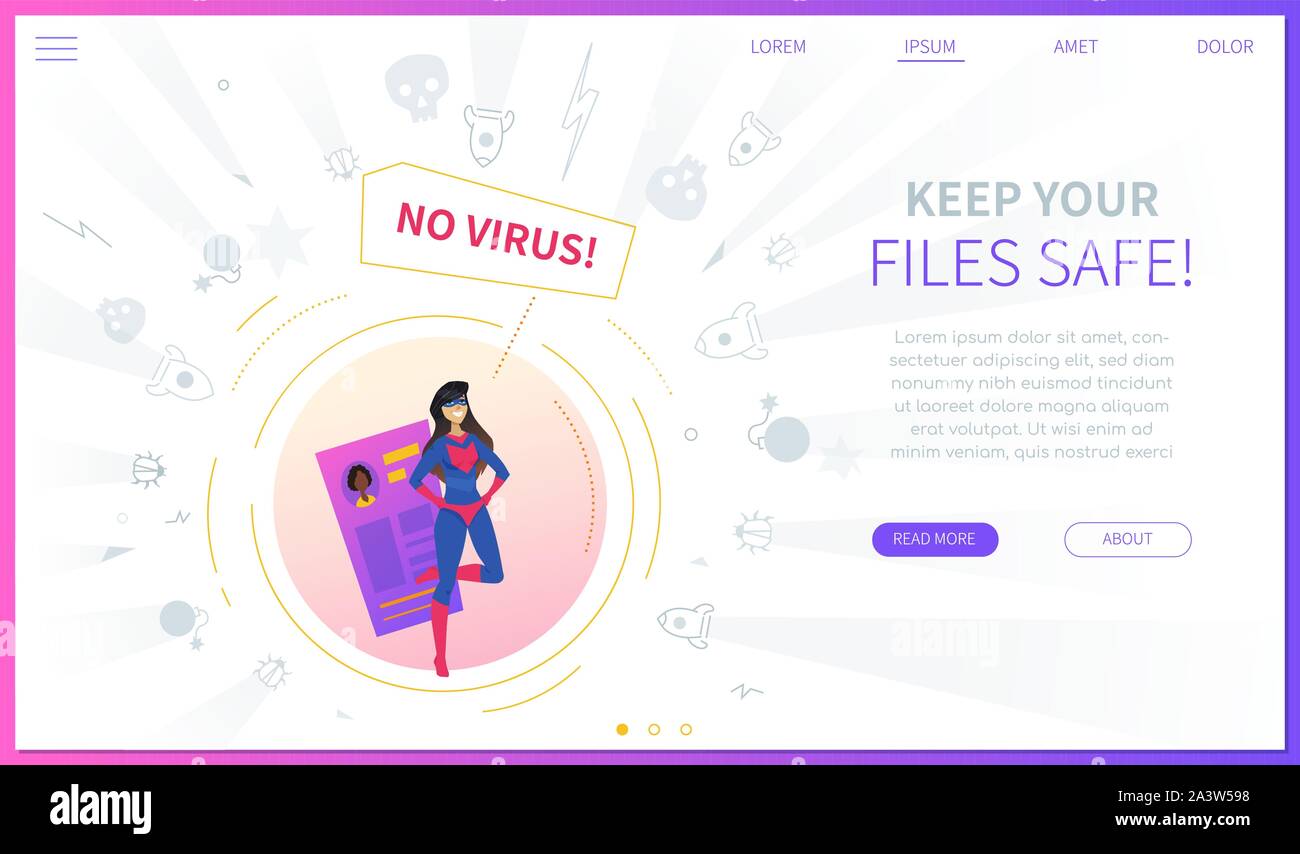 Logiciel antivirus modèle de page web concept landing Illustration de Vecteur
