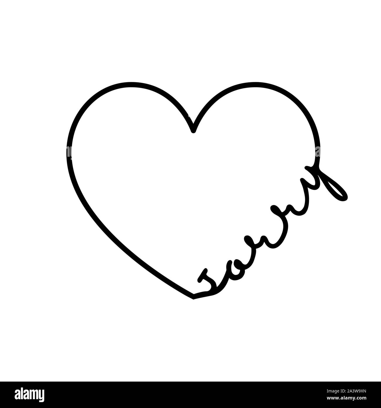 Désolé - Calligraphy word avec cœur dessiné à la main. Symbole de l'illustration pour lettrage t-shirt, poster, mariage, carte de souhaits Illustration de Vecteur