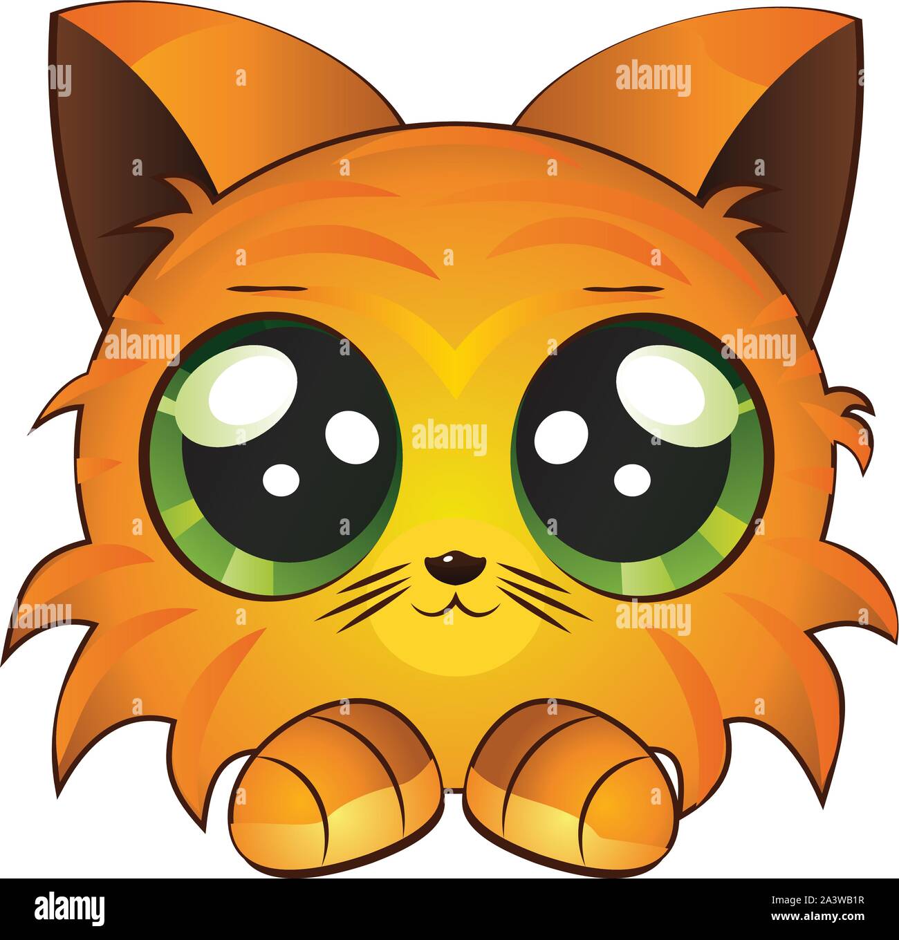 Cute cartoon chaton rouge sur fond blanc. Illustration de Vecteur