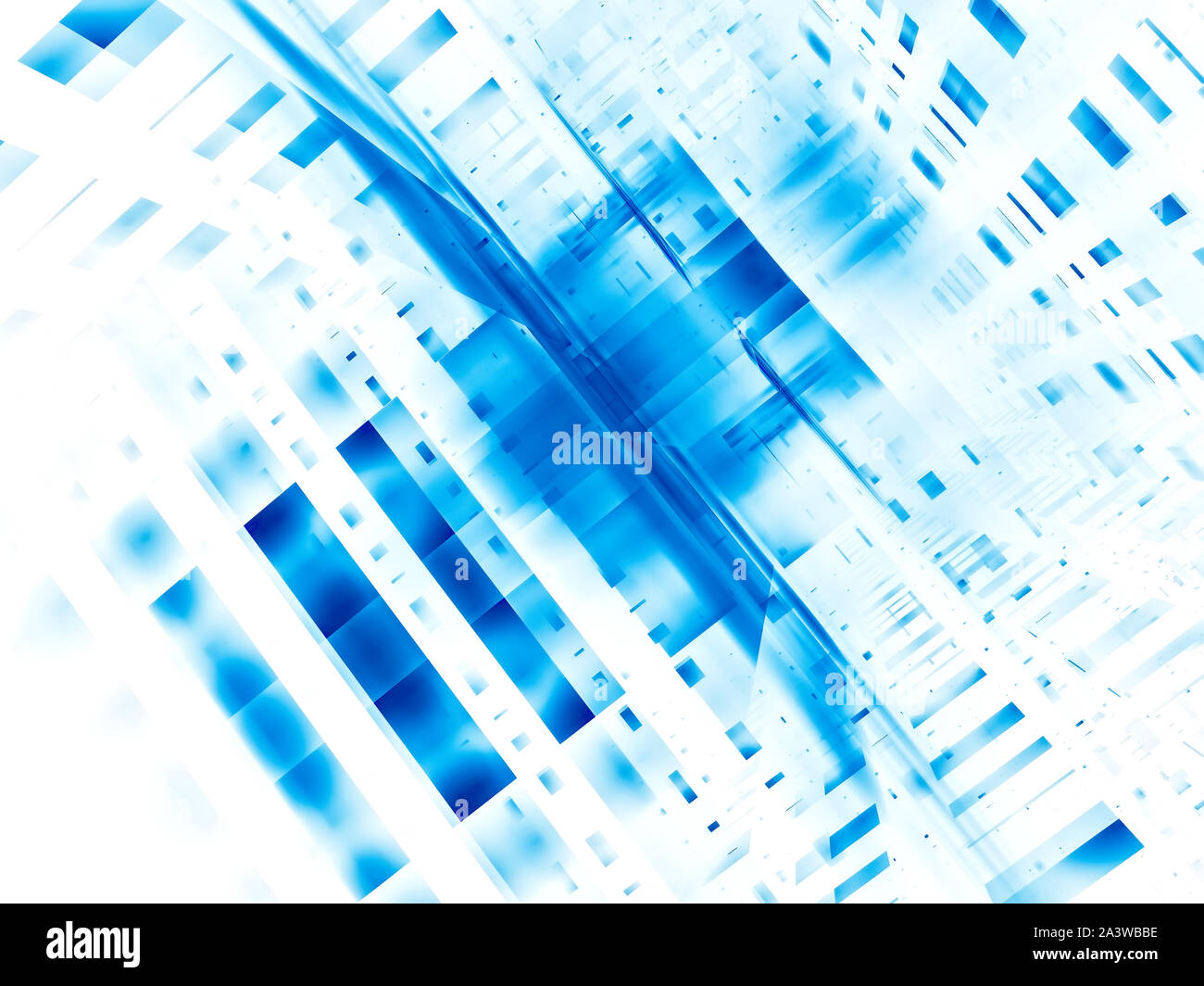 Résumé fond blanc et bleu - perspective création numérique 3d illustration Banque D'Images