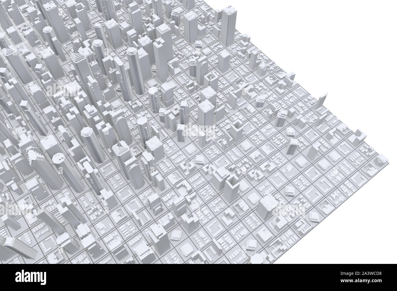 Centre-ville de White d'affaires dans le quartier. Ville moderne blanc. Le rendu 3d. Banque D'Images