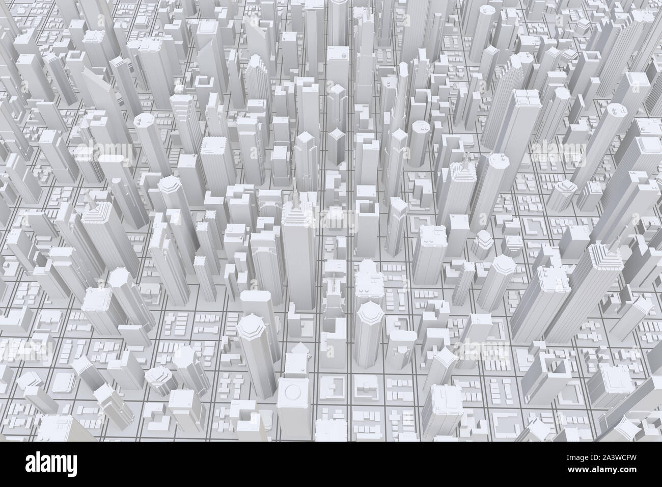 Ville moderne blanc. Isolé sur fond blanc. Le rendu 3d. Banque D'Images