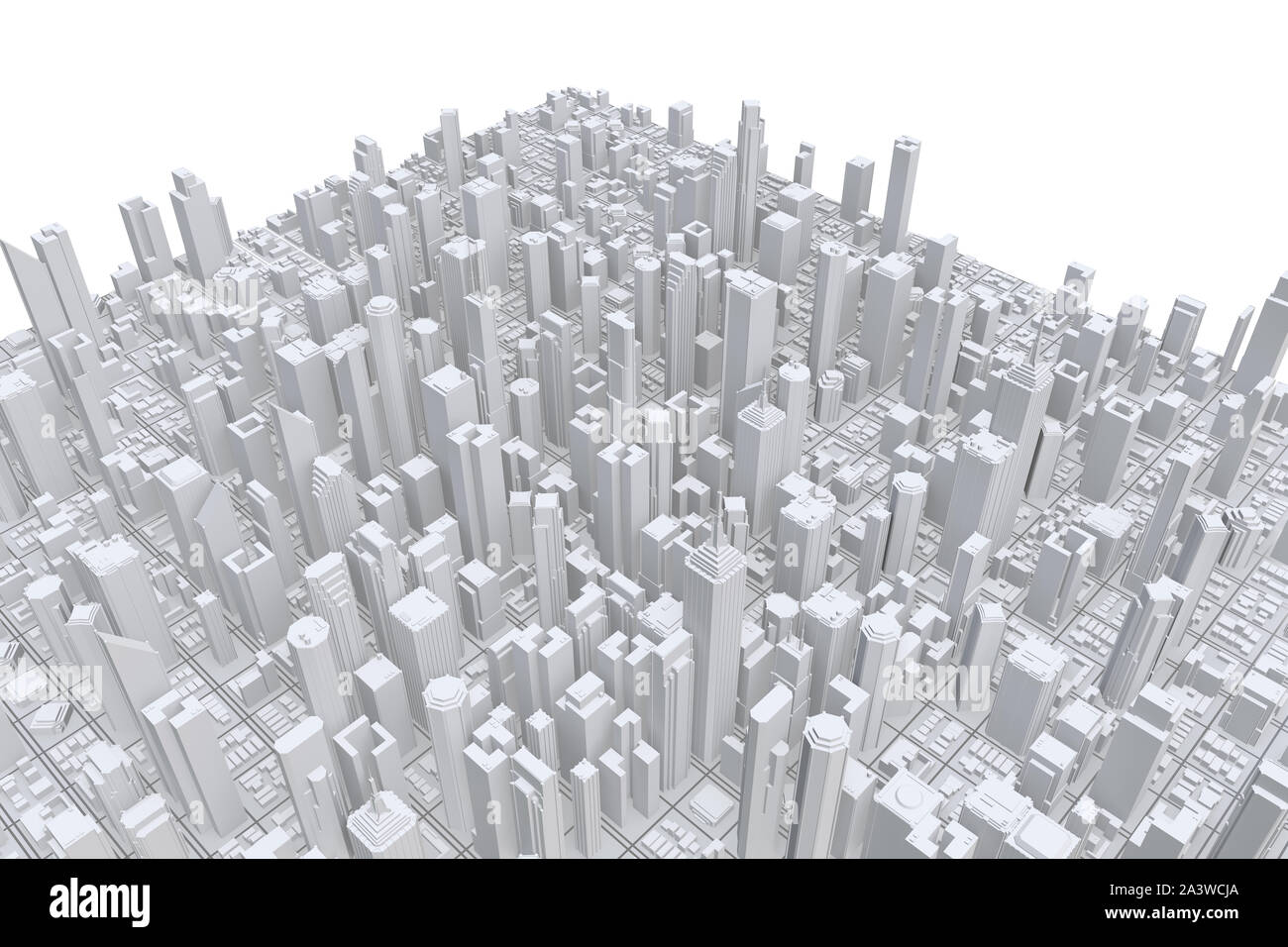 Ville 3d panorama isolé sur fond blanc. Le rendu 3d. Banque D'Images