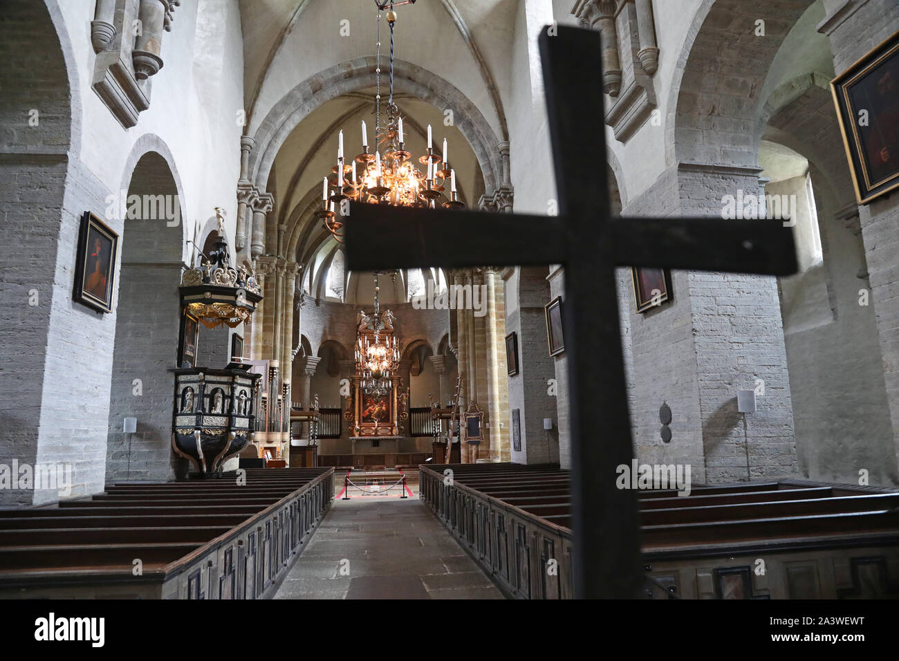 20190625VARNHEM Varnhems kyrkobyggnad klosterkyrka som är en berline 2018 tillhör Valle församling. Den à vid Billingen je Skara kommun. Varnhem église abbatiale. Foto Jeppe Gustafsson Banque D'Images