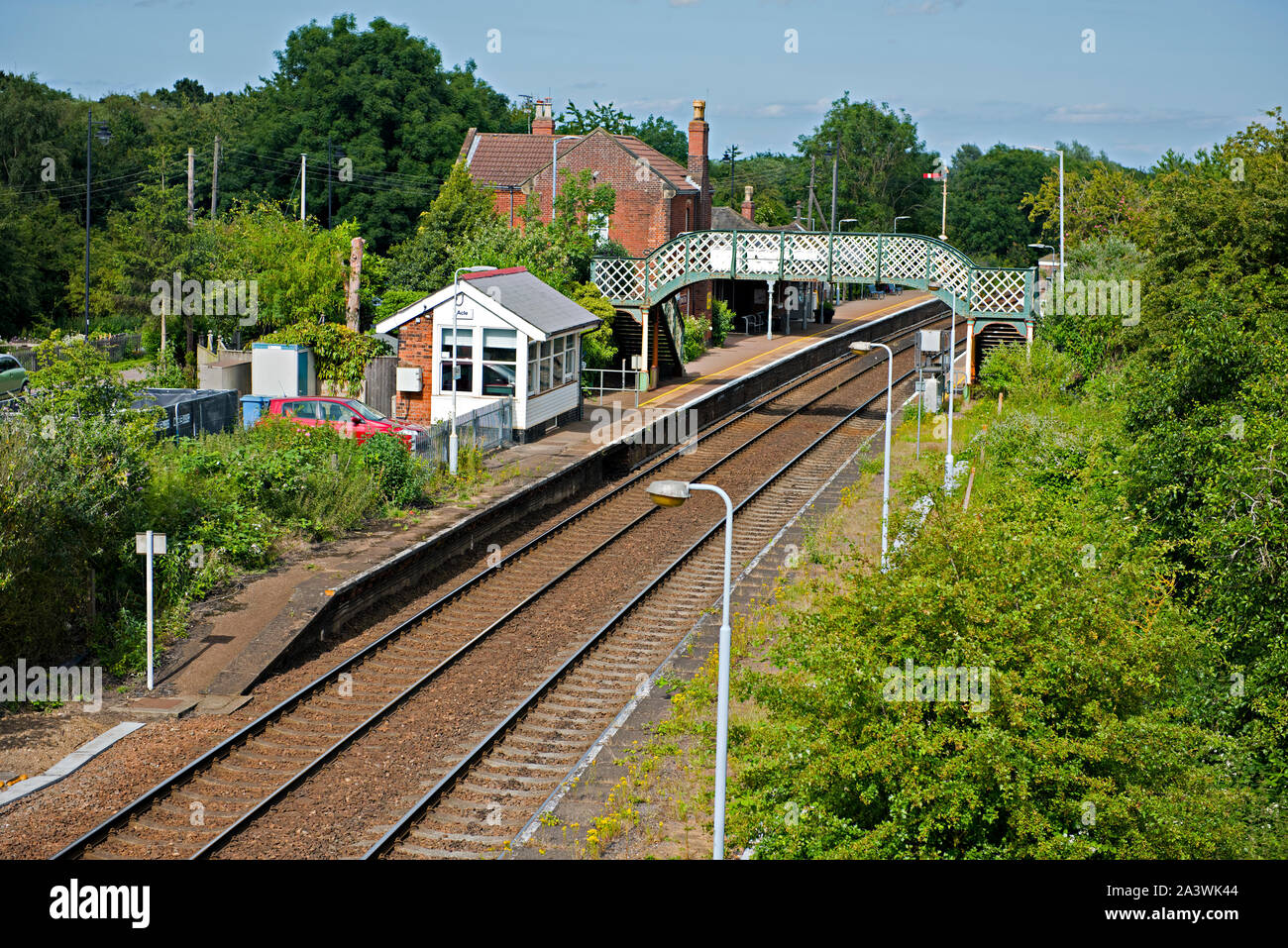 Acle gare, ouverte par le Great Eastern Railway en 1883 est sur le Wherry lignes dans l'Est de l'Angleterre, qui dessert la ville de Acle, Norfolk Banque D'Images