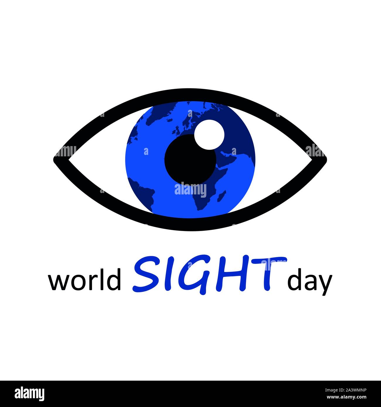 Journée mondiale de la vue des yeux bleu et de la terre EPS10 icône vector illustration Illustration de Vecteur