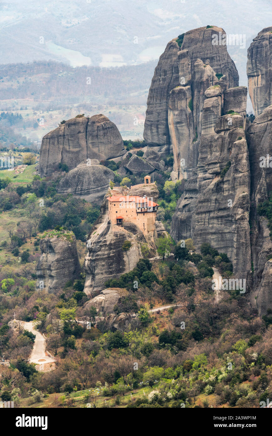 Monastère d'Agios Nikolaos Anapafsas à Meteora en Grèce Banque D'Images