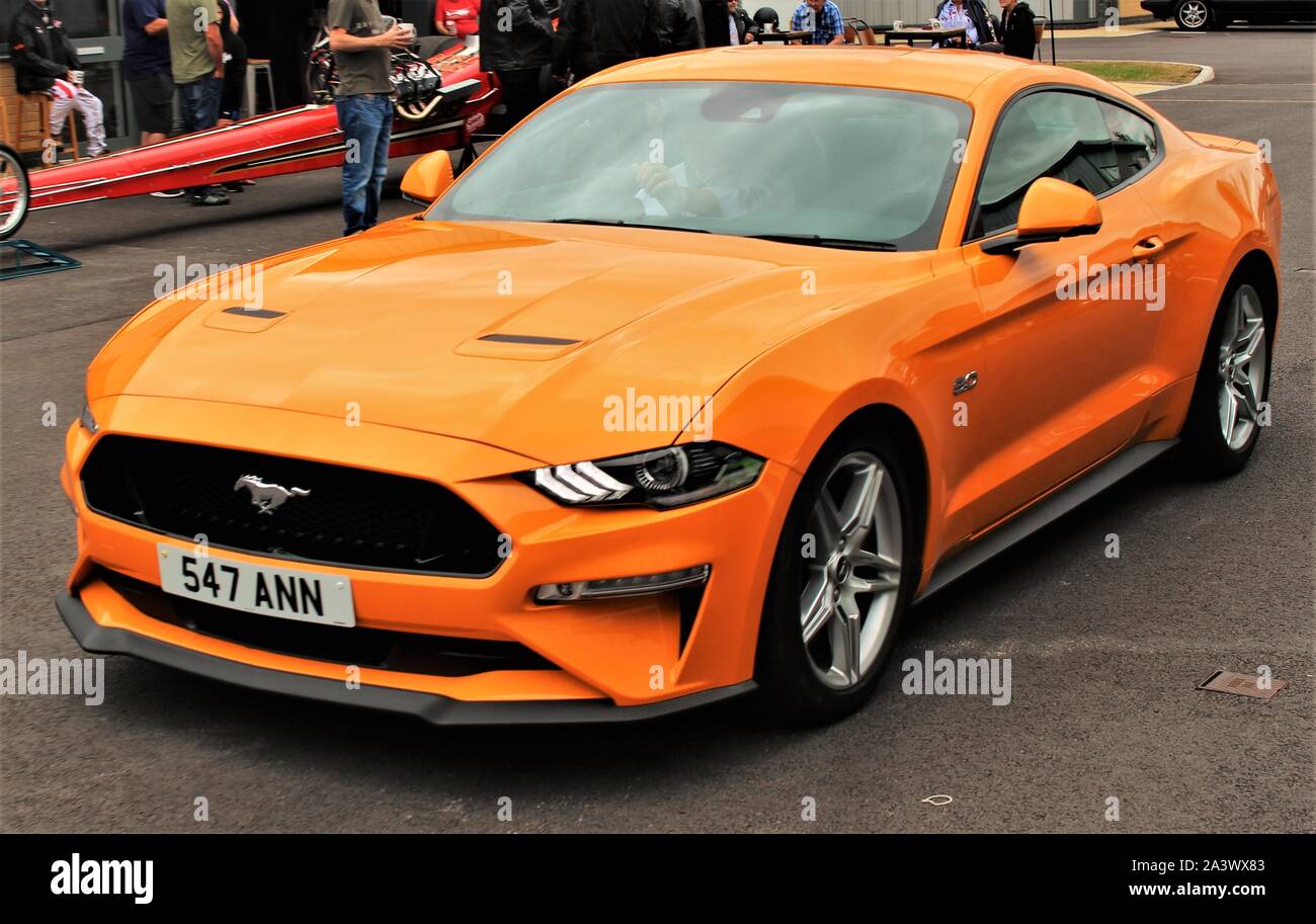 2019 Ford Mustang GT (orange) Banque D'Images