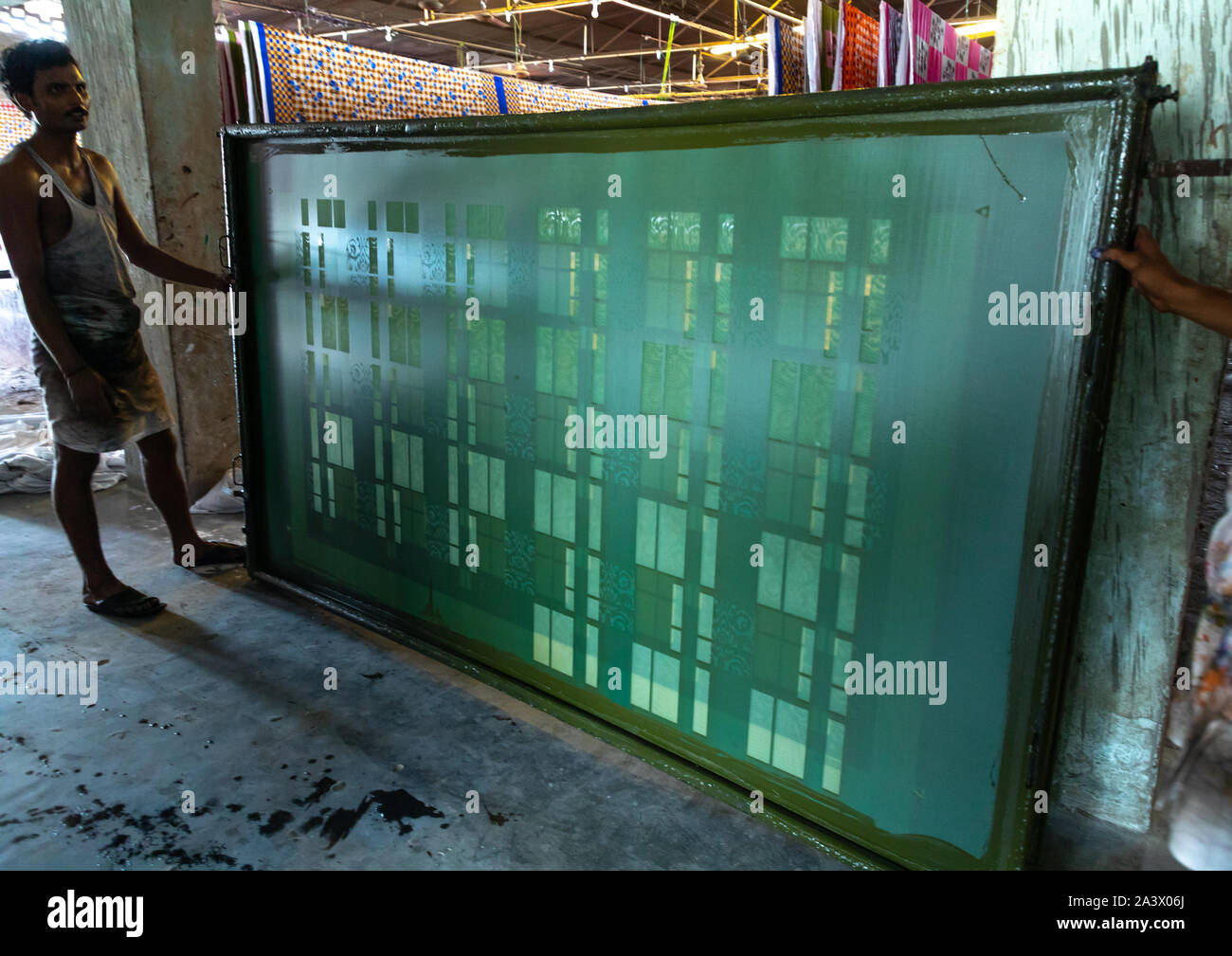 Saree factory, Rajasthan, Inde, Sanganer Banque D'Images