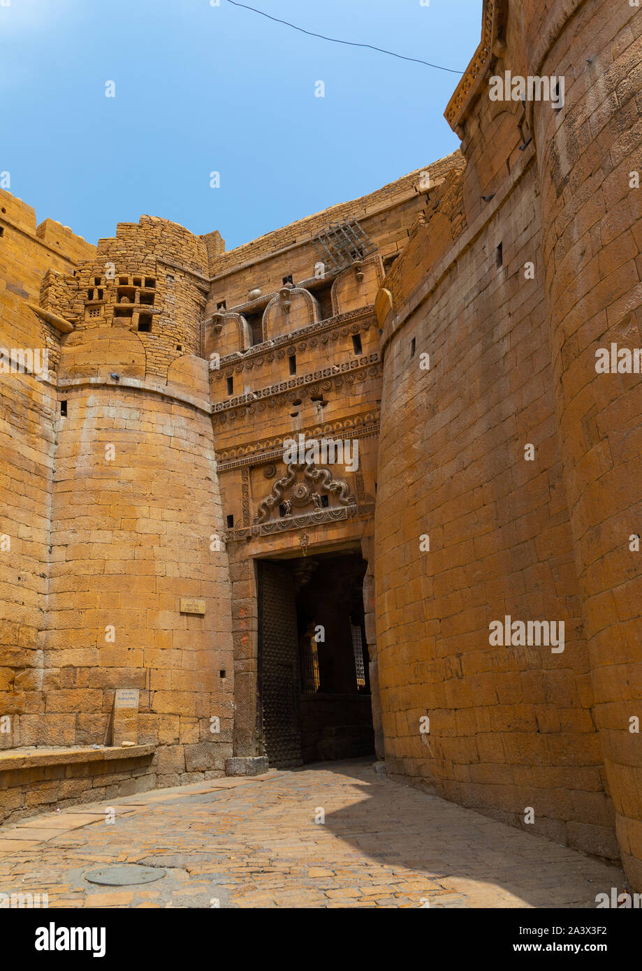 Porte de la vieille ville, du Rajasthan, Jaisalmer, Inde Banque D'Images