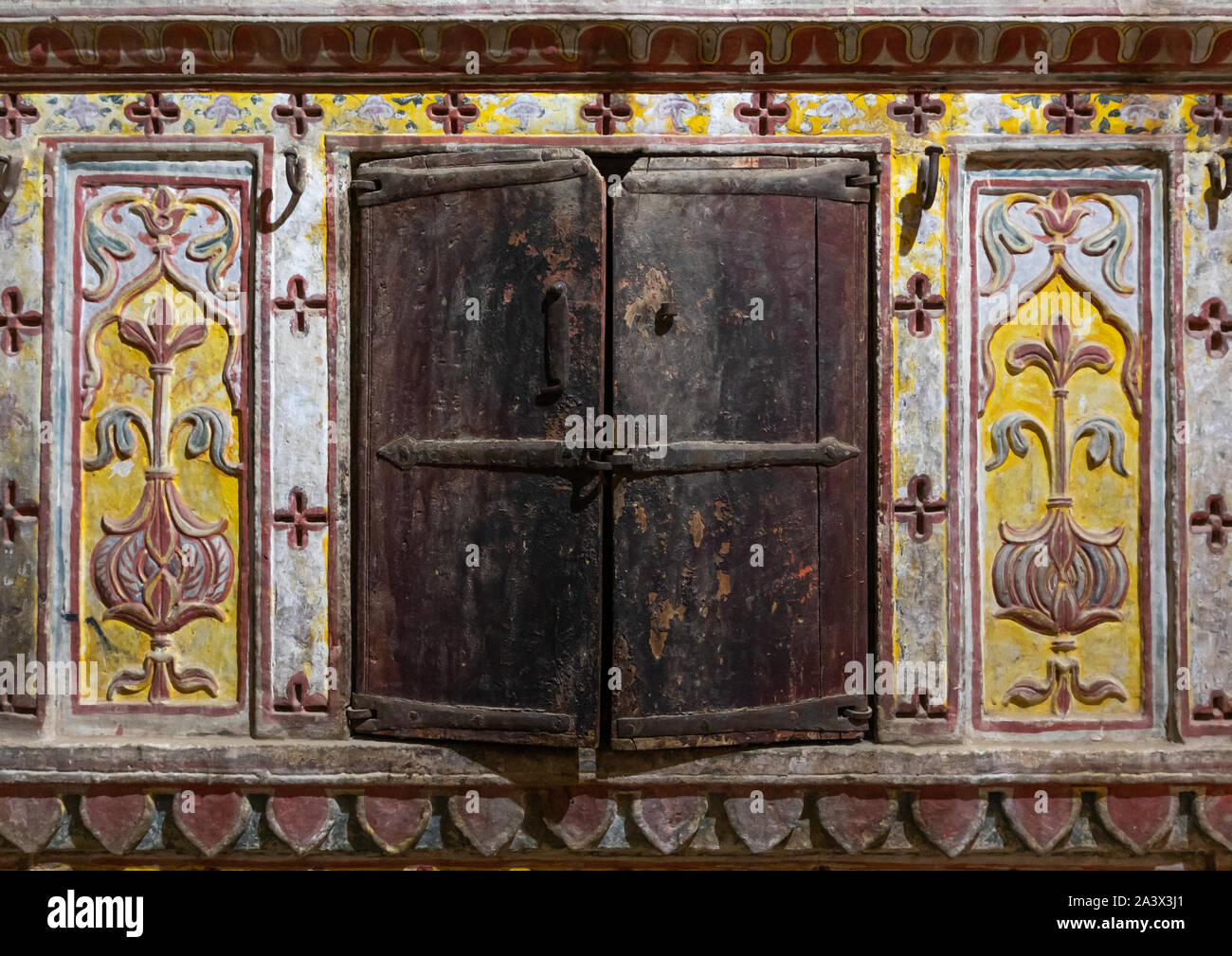 Patwa haveliwooden meubles, Rajasthan, Jaisalmer, Inde Banque D'Images