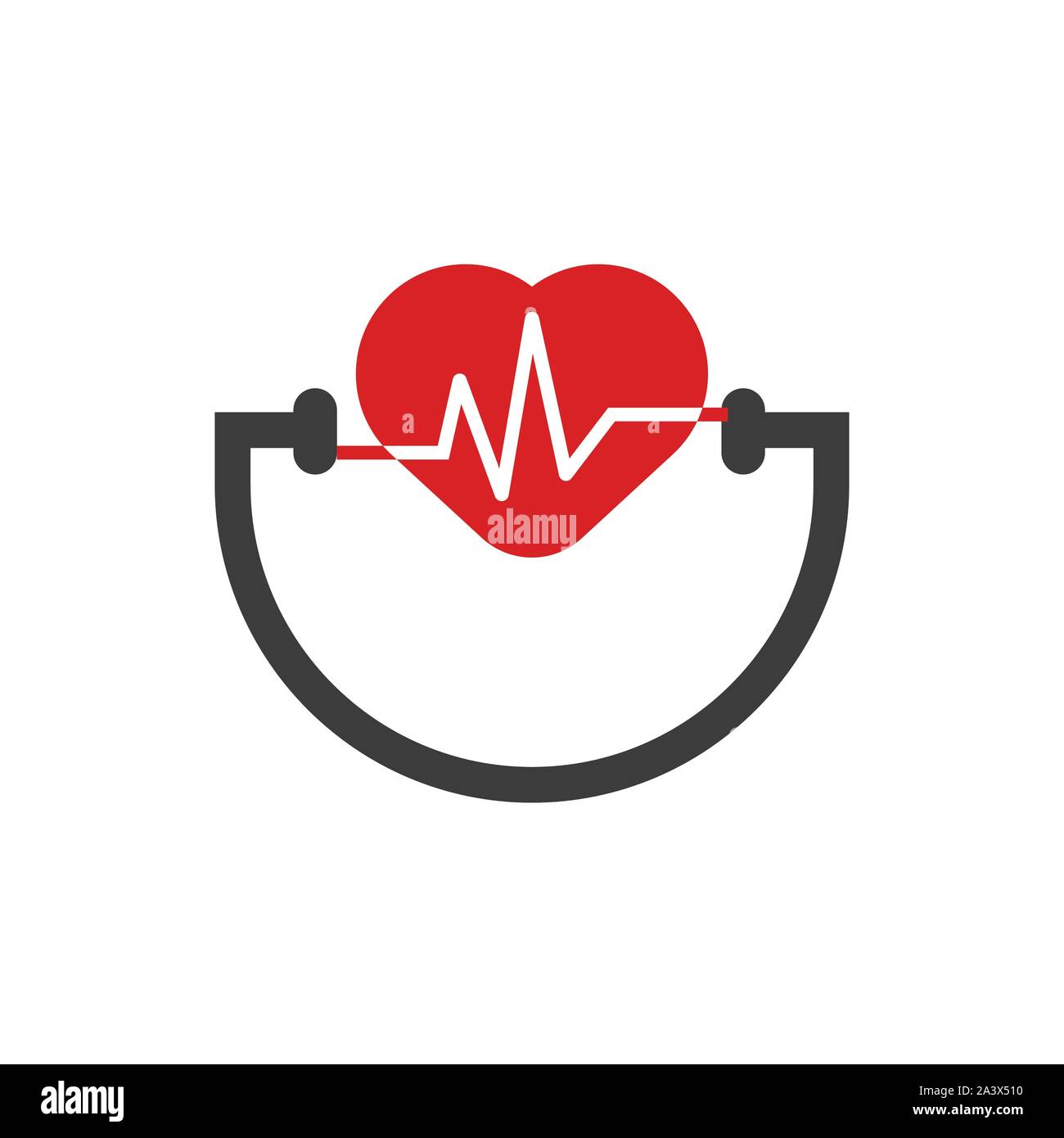 Logo de soins de santé. Stéthoscope médical en forme de coeur isolé vector icône colorée. Logo médical amour - Vector Illustration de Vecteur