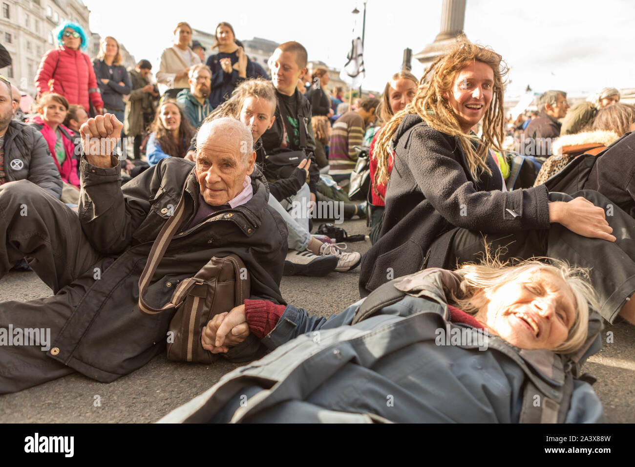 Trafalgar Square, Londres, Royaume-Uni. 10 Oct 2019. Scènes autour de Trafalgar Square que l'Extinction rébellion protester entre dans sa quatrième journée. Penelope Barritt/Alamy Live News Banque D'Images