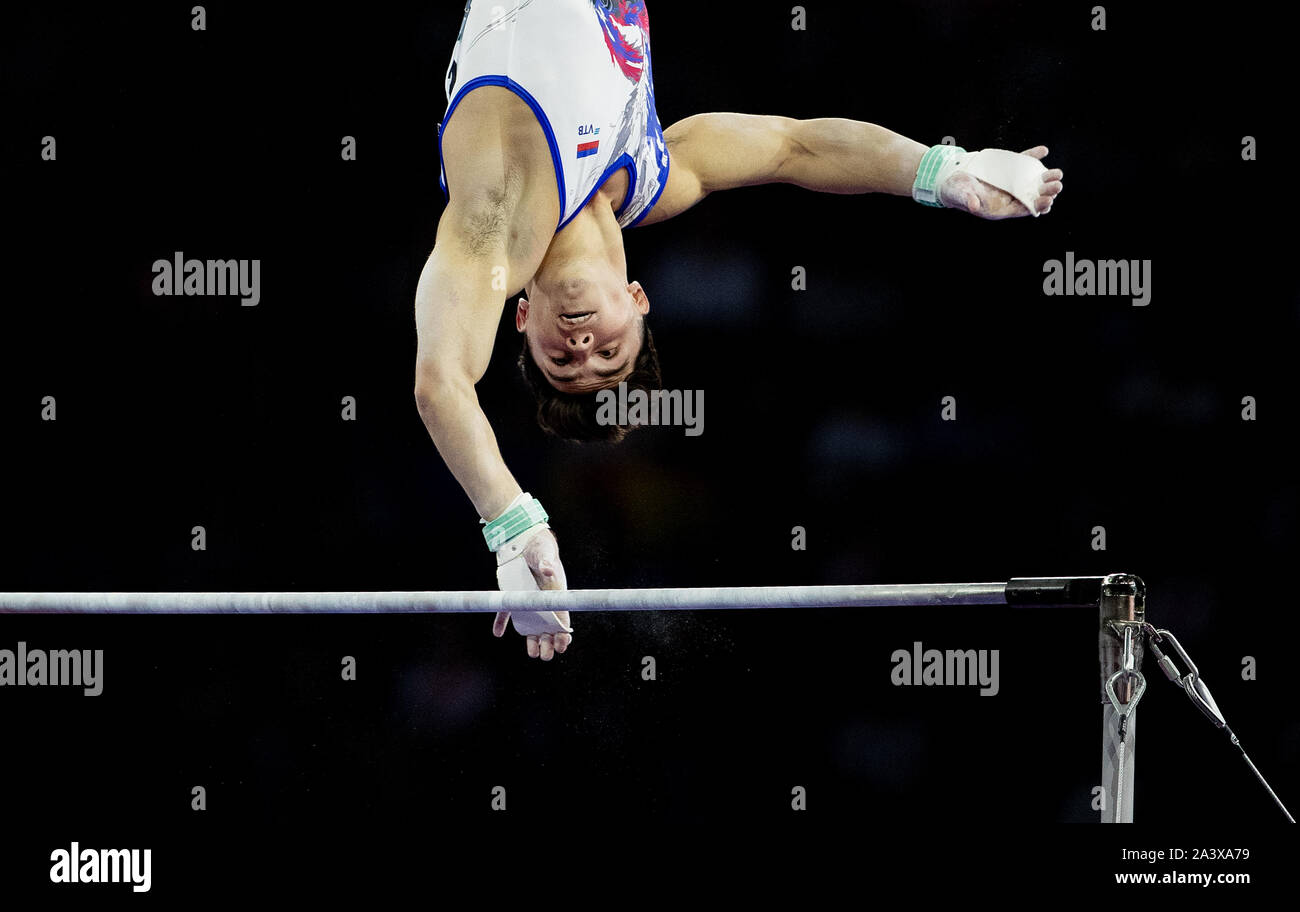 9 octobre 2019 Stuttgart, Allemagne Gymnastique Championnat du Monde Artur Dalaloyan (RUS) op rek Banque D'Images