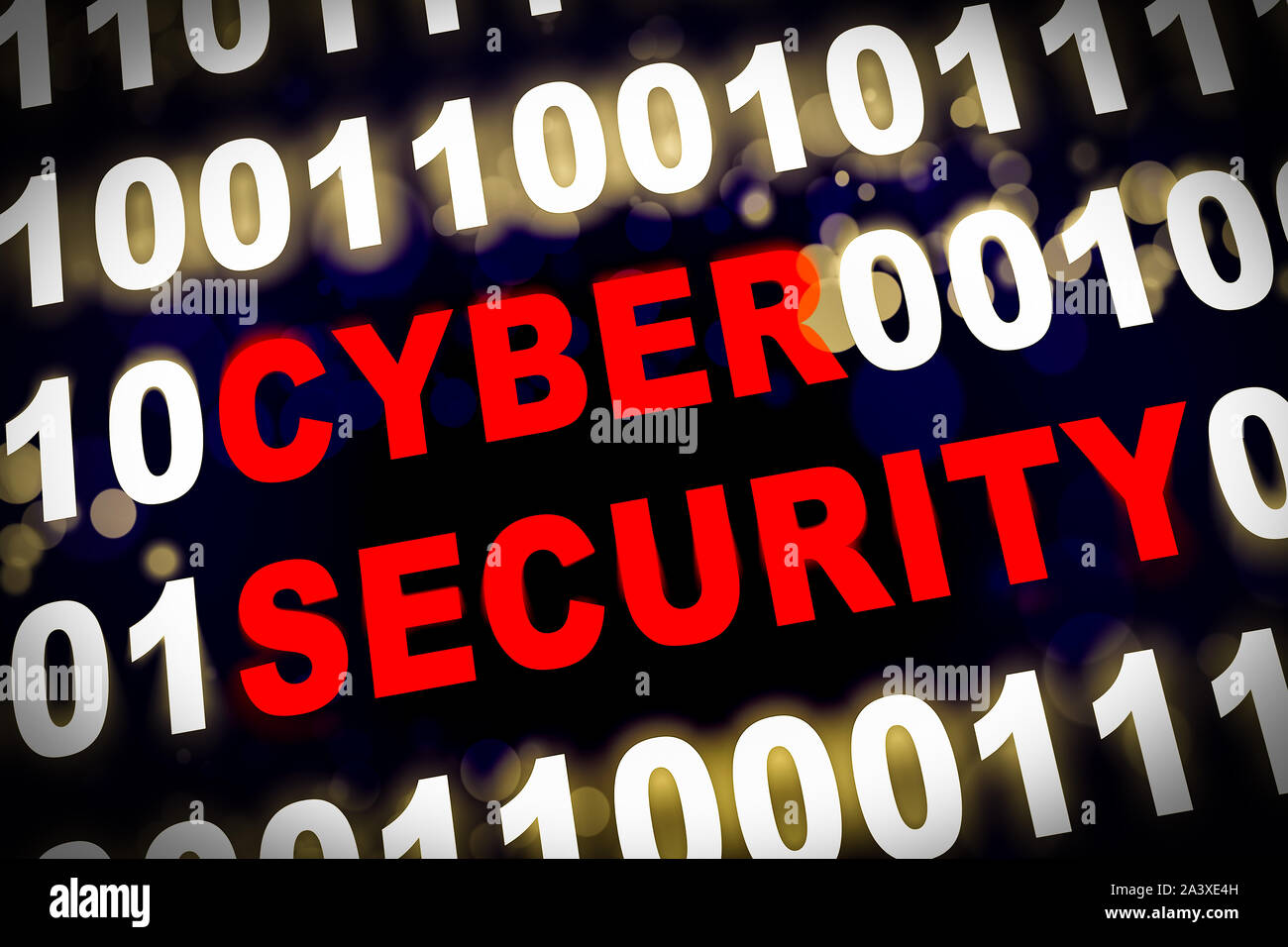 La cybersécurité avec code machine autour du mot Banque D'Images