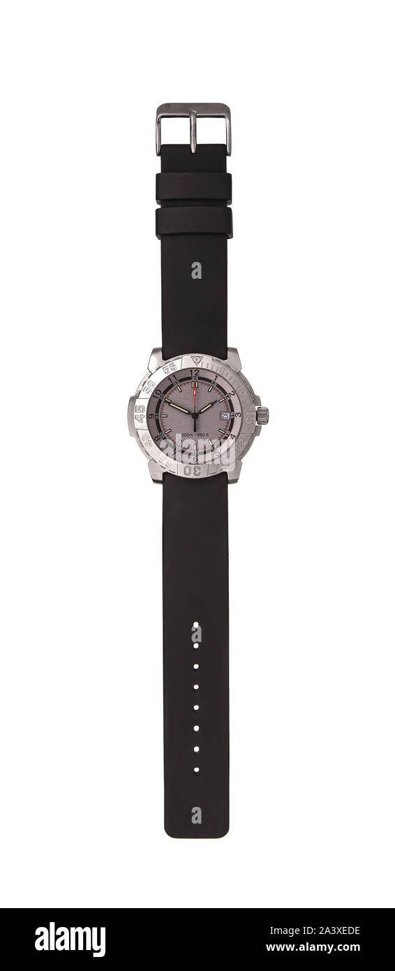 Montre-bracelet d'isoler sur un fond blanc. Montre-bracelet de sport avec un bracelet en nylon. Montres pour les plongeurs. Banque D'Images