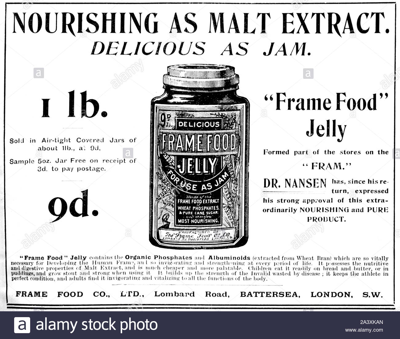 L'époque victorienne, l'alimentation du châssis de la gelée, de la publicité vintage 1897 Banque D'Images