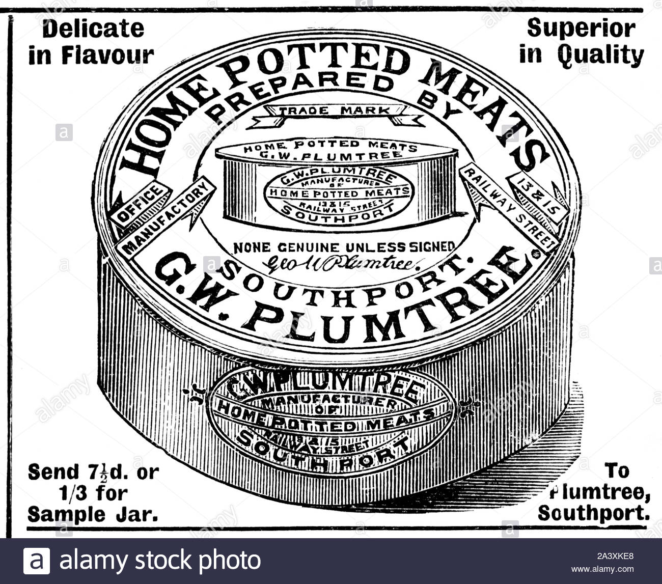 L'époque victorienne, la viande en pot Accueil Plumtree, vintage advertising à partir de 1897 Banque D'Images