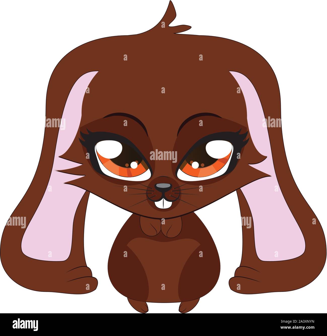 Cute cartoon lapin brun avec de grands yeux. Illustration de Vecteur