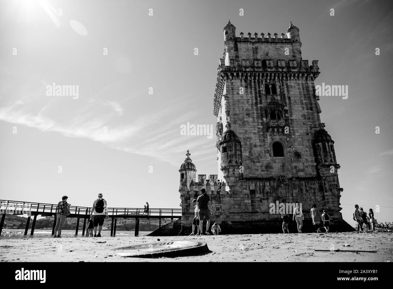 6 octobre 2019, Lisbonne, Portugal - Tour de Belém, officiellement la Tour de Saint Vincent est une fortification du 16ème siècle situé à Lisbonne qui a servi Banque D'Images