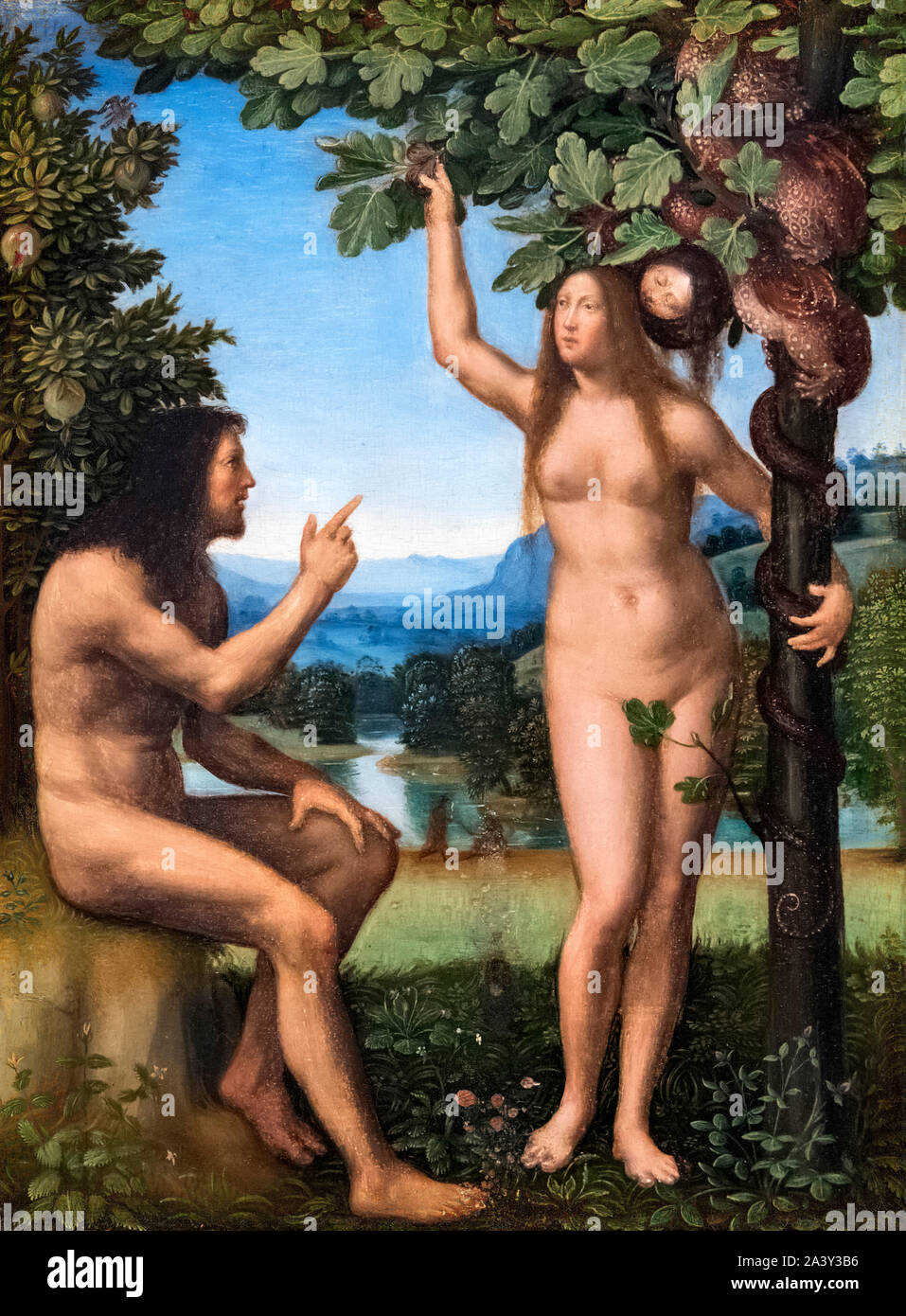 Adam et Eve par Mariotto Albertinelli (1474-1515), huile sur panneau, c.1509/13 Banque D'Images