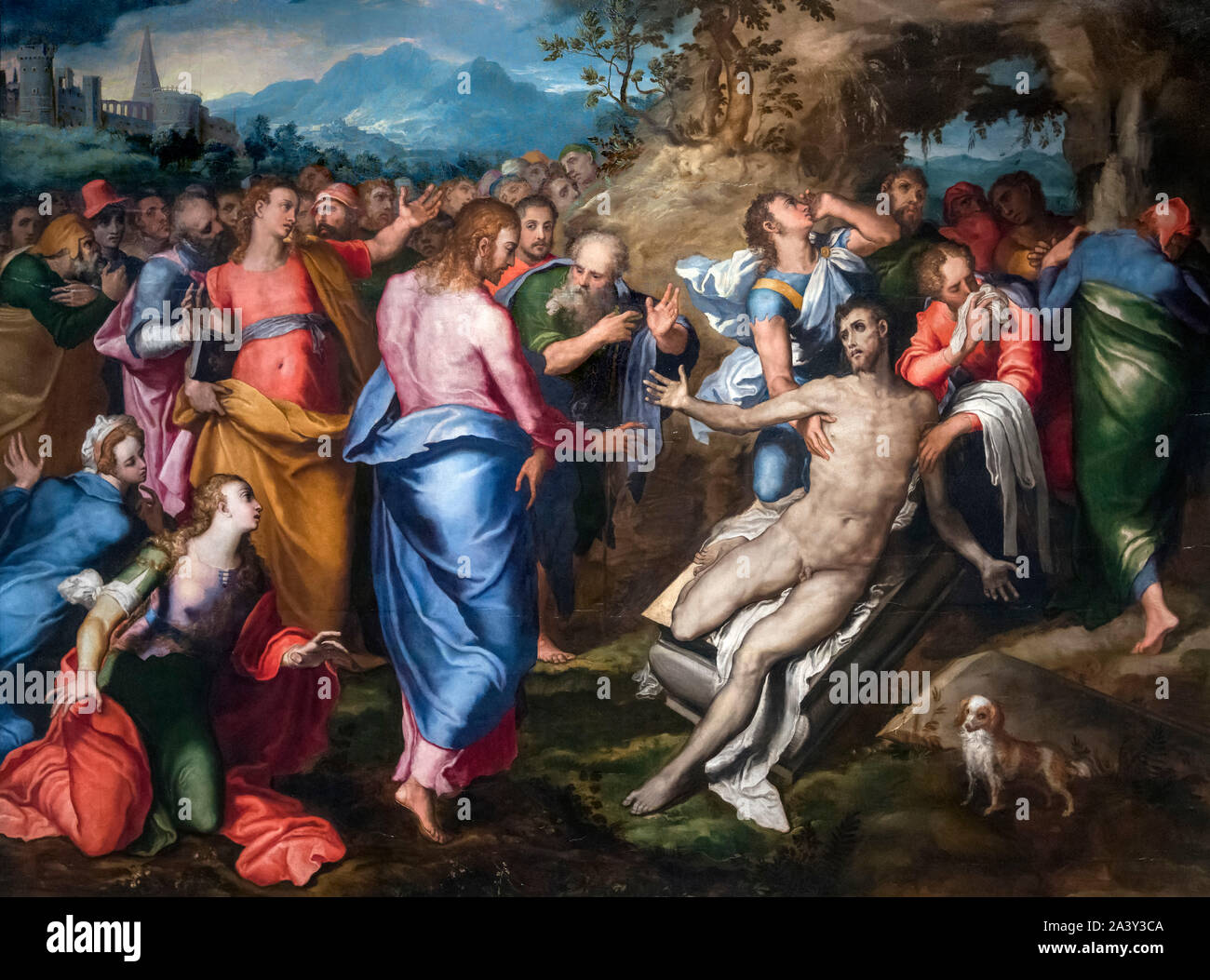 La résurrection de Lazare par Marco Pino (c.1525 - c.1587), huile sur panneau, c.1570 Banque D'Images