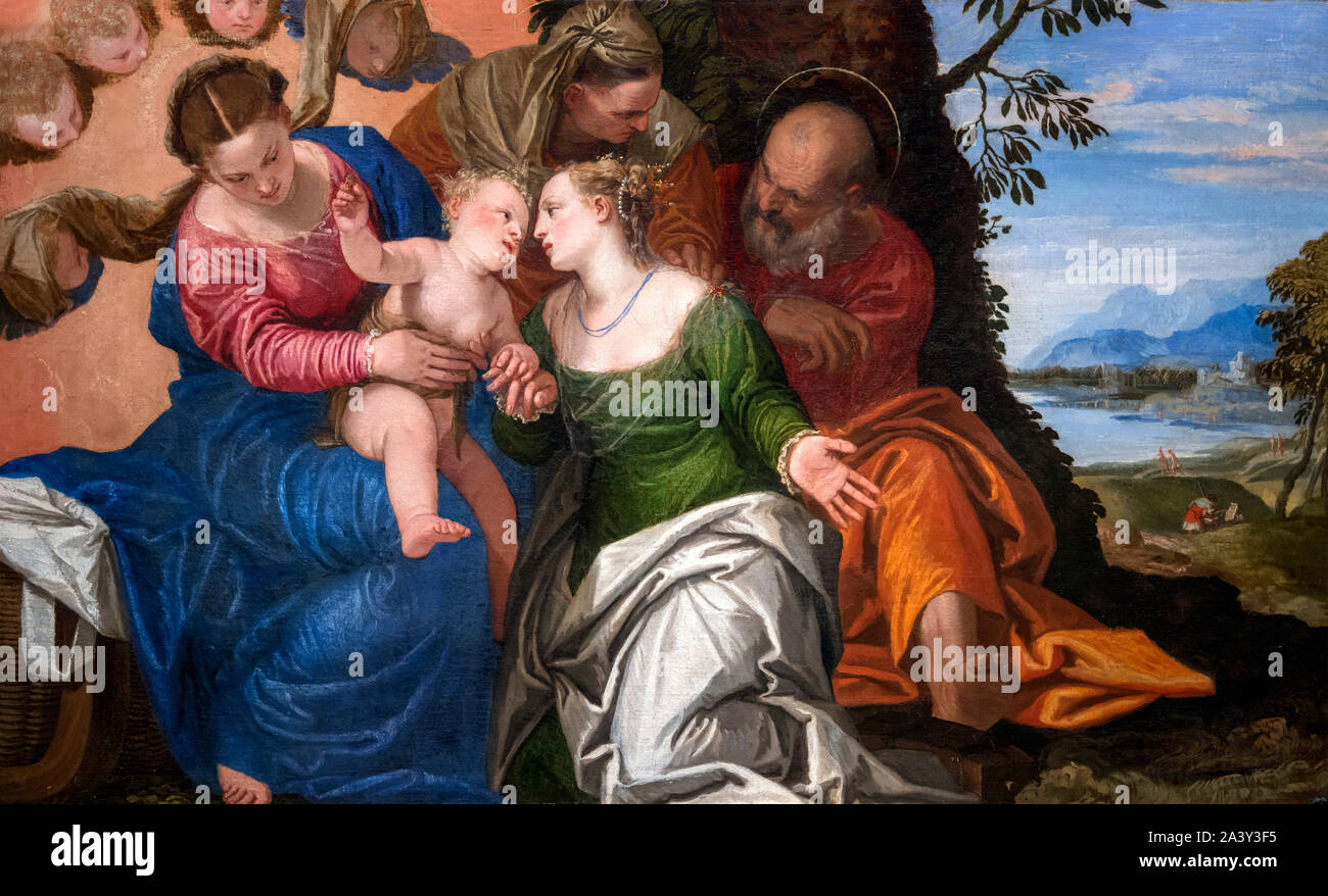Le Mariage mystique de Sainte Catherine d'Alexandrie par Paolo Veronese (1528-1588), huile sur toile, c.1547-50 Banque D'Images