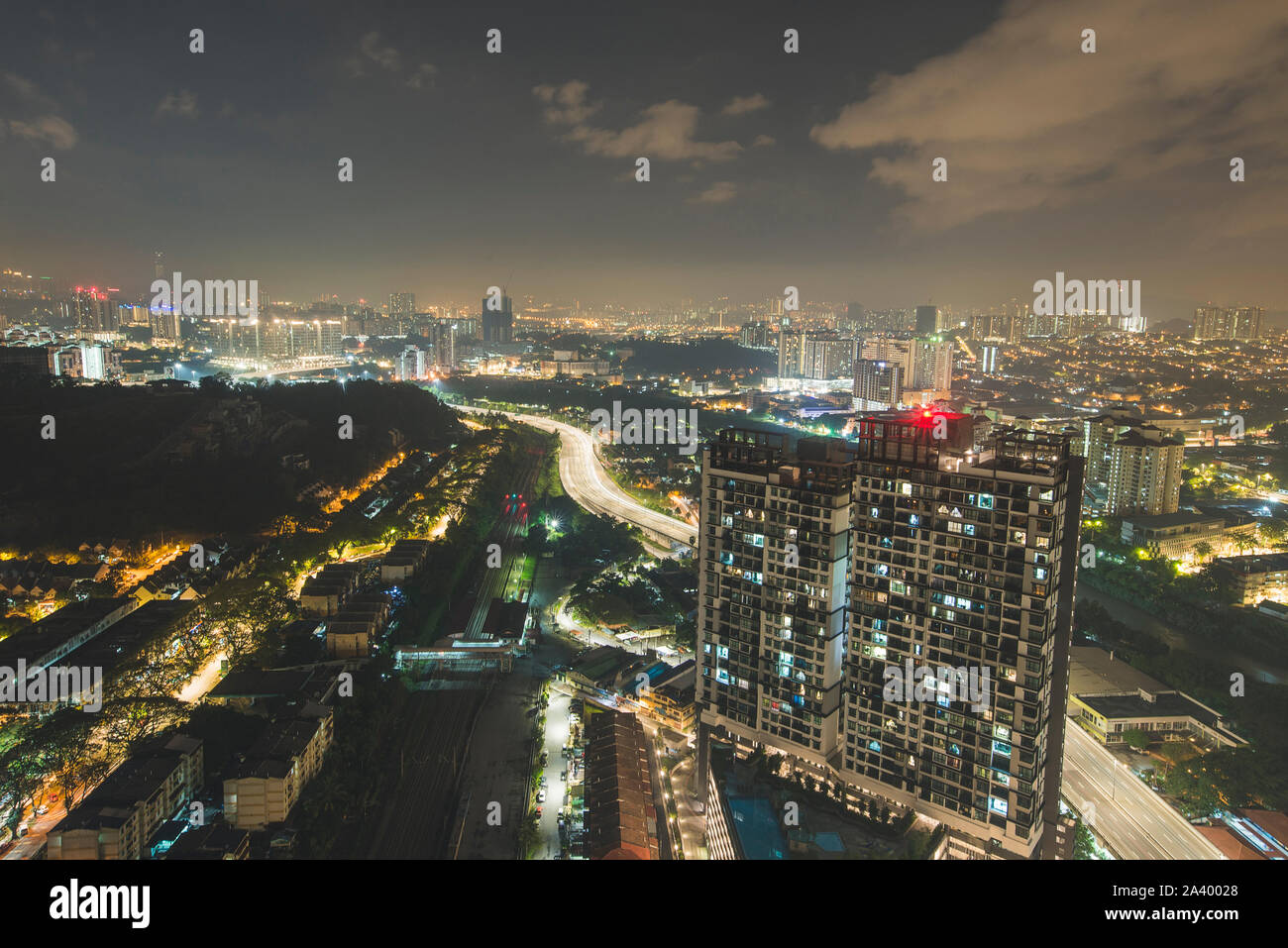 Cityscape at night à Kuala Lumpur, Malaisie Banque D'Images