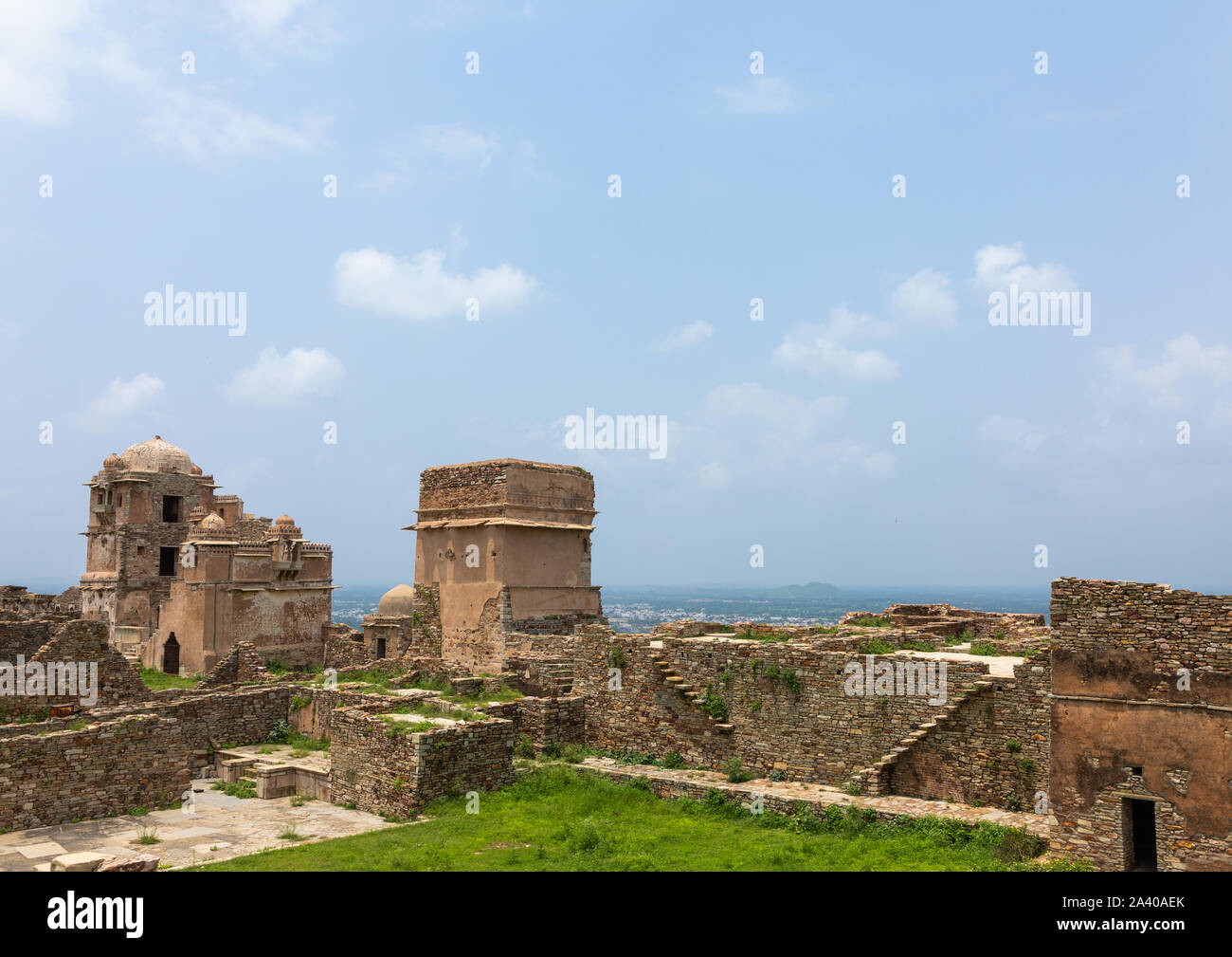 Les ruines de Rana Kumbha palace à l'intérieur de la médiévale de Chittorgarh fort complexe, Rajasthan, Inde, Chittorgarh Banque D'Images