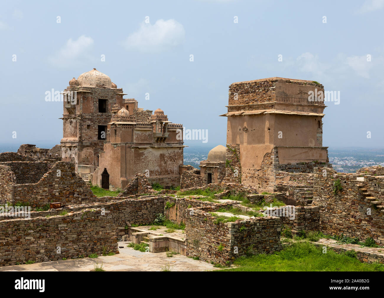 Les ruines de Rana Kumbha palace à l'intérieur de la médiévale de Chittorgarh fort complexe, Rajasthan, Inde, Chittorgarh Banque D'Images