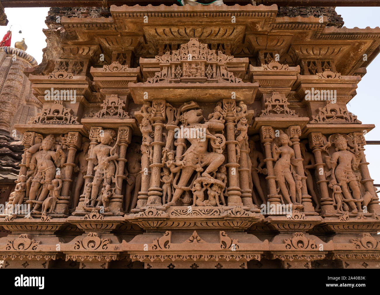 Bas-relief en sachiya mata temple, Rajasthan, Inde, d'Osian Banque D'Images