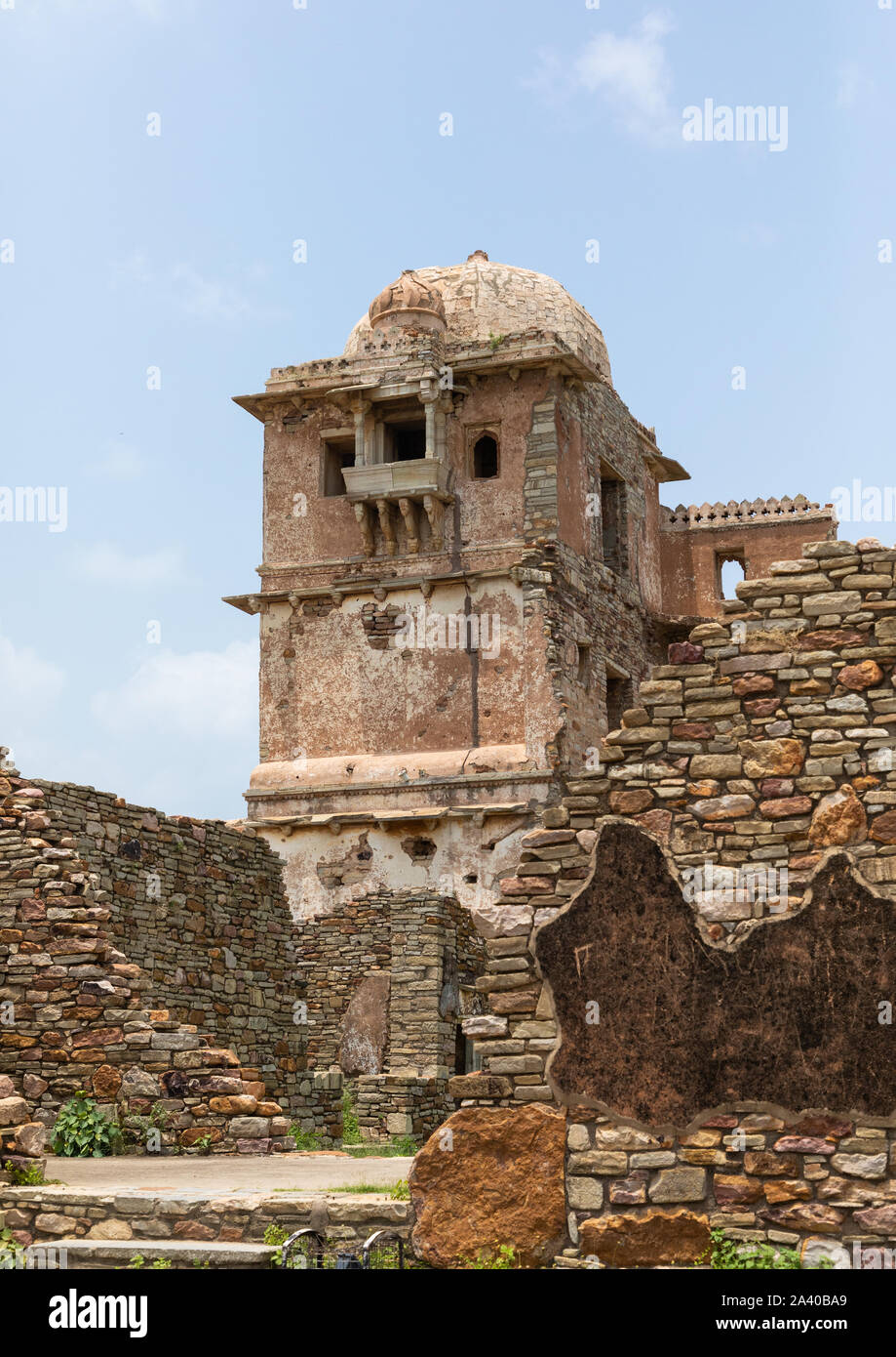 Les ruines de Rana Kumbha palace à l'intérieur de la médiévale de Chittorgarh fort complexe, Rajasthan, Inde, Chittorgarh Banque D'Images