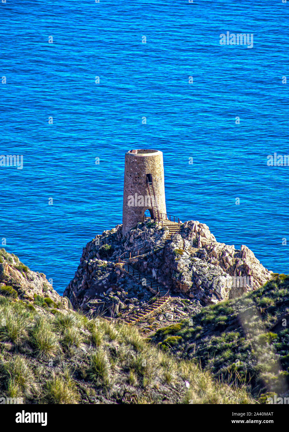 Le regard dehors Poster Macenas Almeria Espagne Banque D'Images