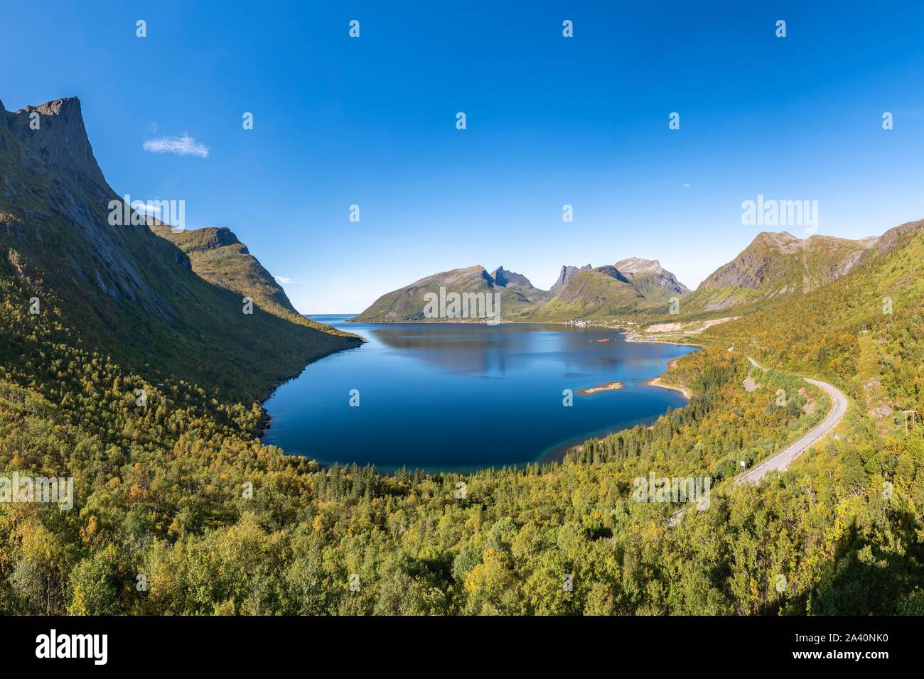 Vue sur Fjord, Bergsbotn, Senja, Troms, Norvège Île Banque D'Images