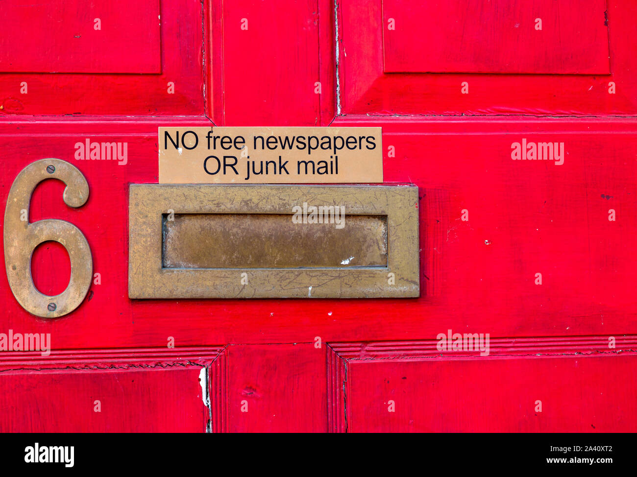 Pas de journaux ou de junk mail lettre box avis, UK Banque D'Images