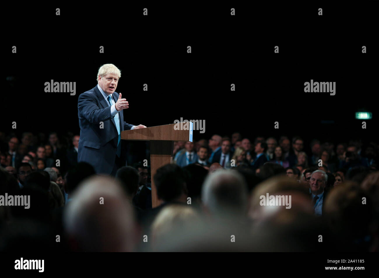 © Chris Bull. 02/11/19 Manchester , Royaume-Uni. 2019 Conférence du parti conservateur à Manchester Central. Premier ministre Boris Johnson livre son discours sur le dernier jour de la conférence (aujourd'hui mercredi 2 octobre 2019) crédit photo : CHRIS BULL Banque D'Images