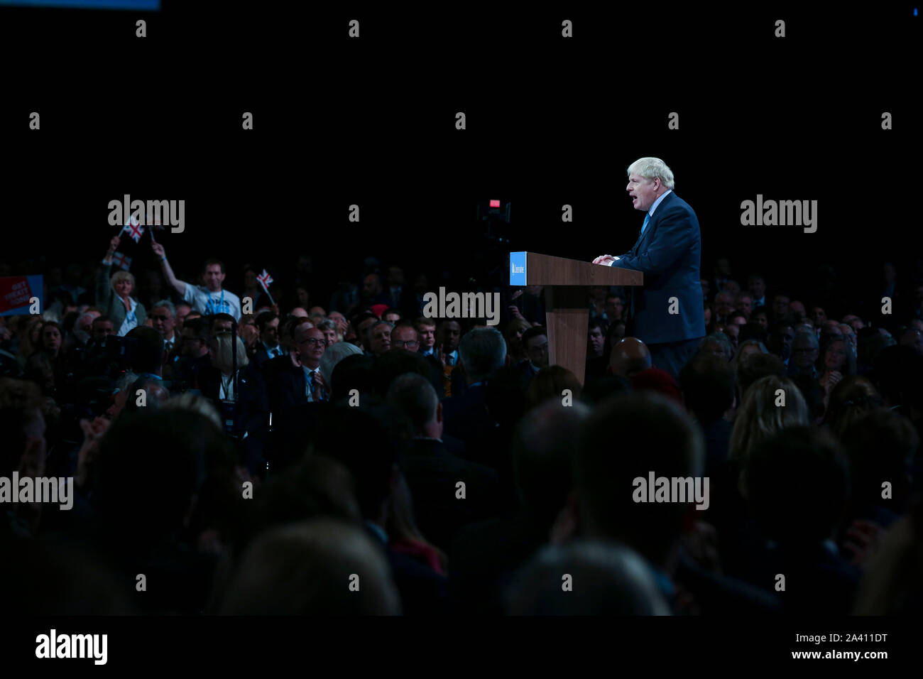 © Chris Bull. 02/11/19 Manchester , Royaume-Uni. 2019 Conférence du parti conservateur à Manchester Central. Premier ministre Boris Johnson livre son discours sur le dernier jour de la conférence (aujourd'hui mercredi 2 octobre 2019) crédit photo : CHRIS BULL Banque D'Images